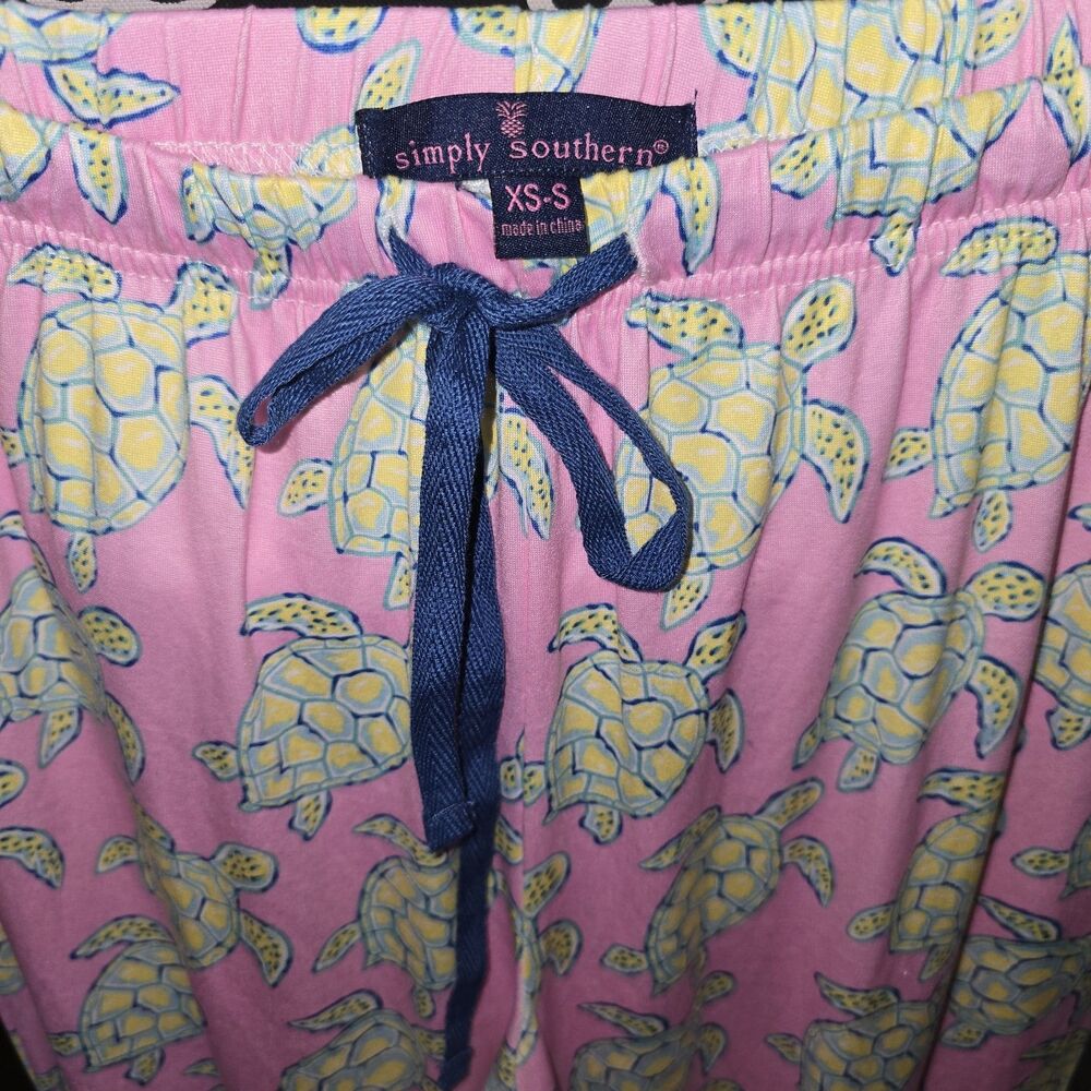 Simply Southern Comfy Lightweight Pink Sea Turtle Pajama Lounge Pants Womens XS